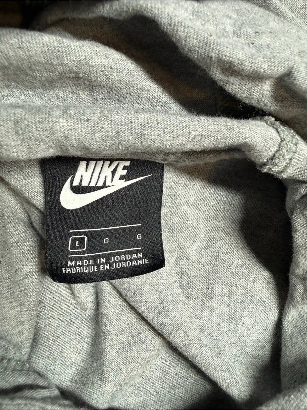 Nike Boys Gray Hooded Jersey with Red White and Blue Logo